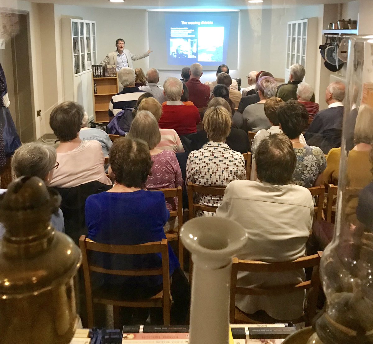 EGaskellsHouse's tweet photo. It’s a full house for our Peterloo talk with expert Dr Robert Poole today #Peterloo #TalksProgramme #ManchesterHistory https://t.co/cBhfONZSIz