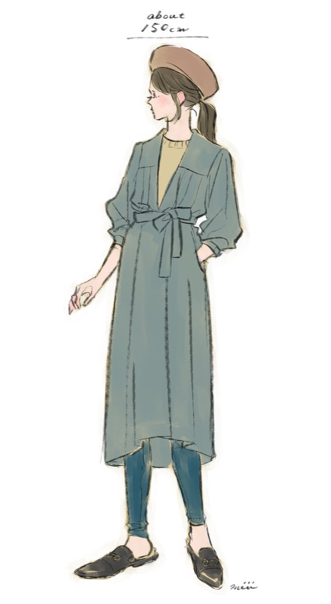 「150cm前後でもすっきり着れるローブコートみたいなの欲しいです。 」|miiiのイラスト