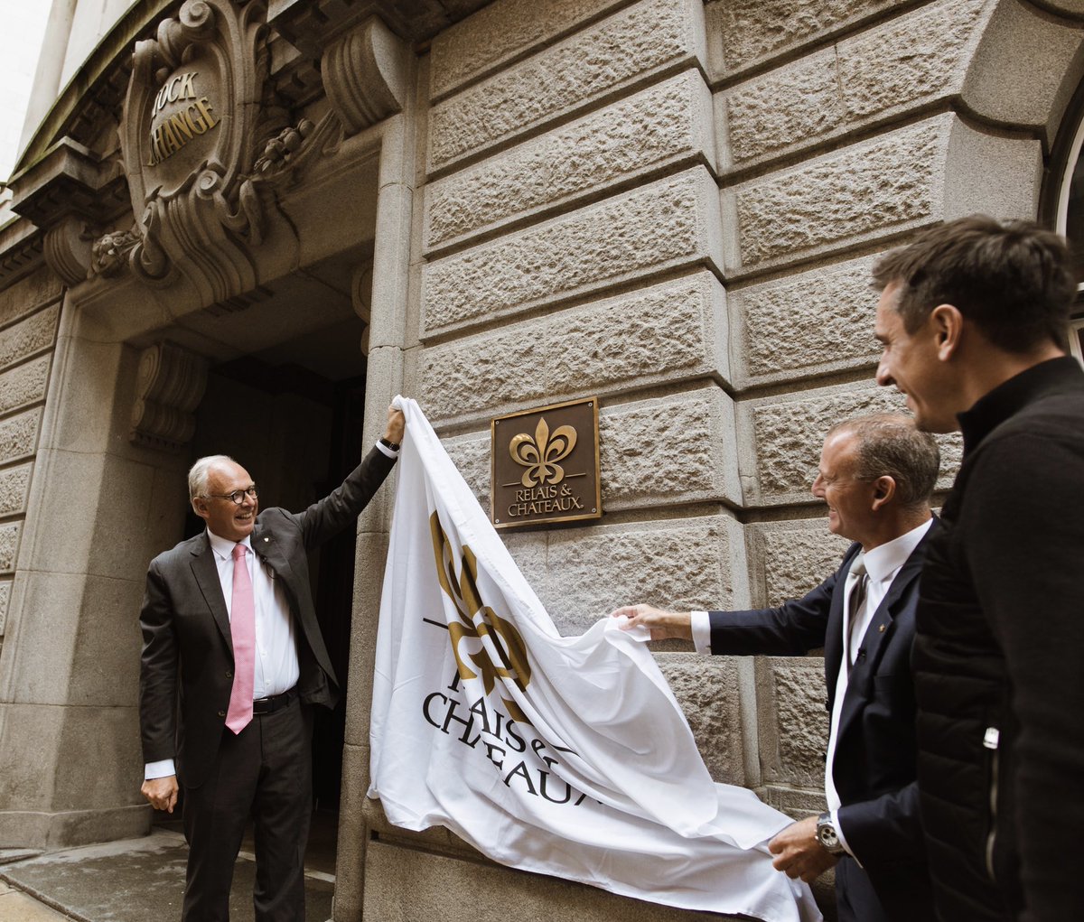 StockExHotel's tweet photo. Last week Relais & Châteaux President Phillippe Gombert and other members of the @relaischateaux team joined us for the unveiling of our Relais & Châteaux plaque. Being part of this prestigious family means sharing a passion for exquisite hospitality. https://t.co/bVQey4suX2
