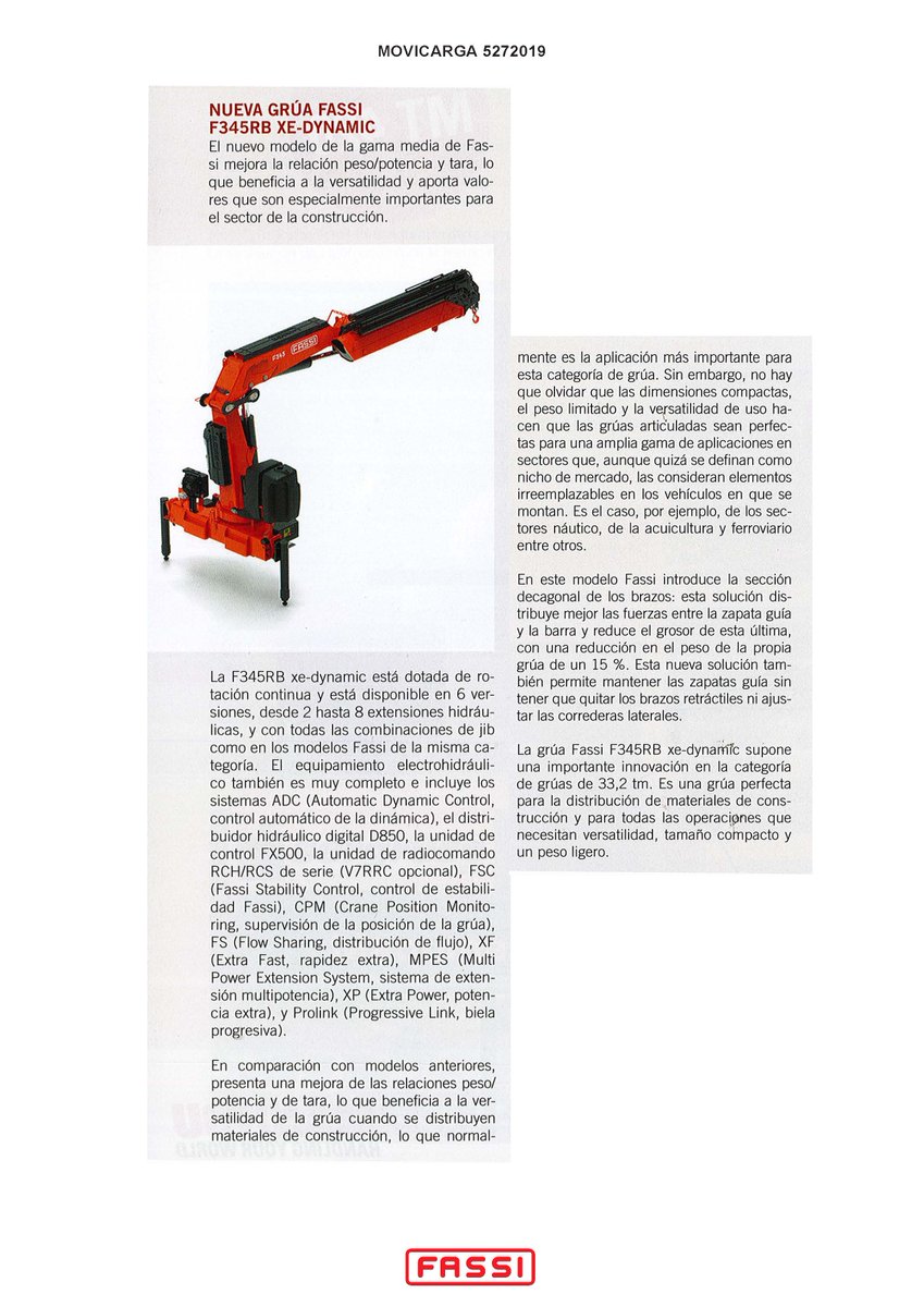 Den Artikel, den Sie in der Ausgabe Nr. 527/2019 der Zeitschrift <a href="/movicarga1/">MOVICARGA</a> finden, spricht über Fassi.
#fassipressrelease

issuu.com/fassi_cranes/d…
