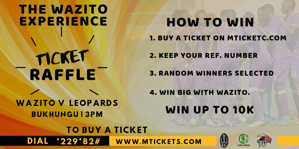 TeyaKev's tweet photo. Here is a chance for you to win up to Ksh. 10,000 courtesy of #WazitoExperience. Purchase a ticket for the Wazito vs Leopards clash, keep your reference number and stand a chance to walk away with cash! T&amp;C apply. 

#Wazito4Life #WazLeo #TwendeniBukhungu https://t.co/lRujsCcCYv