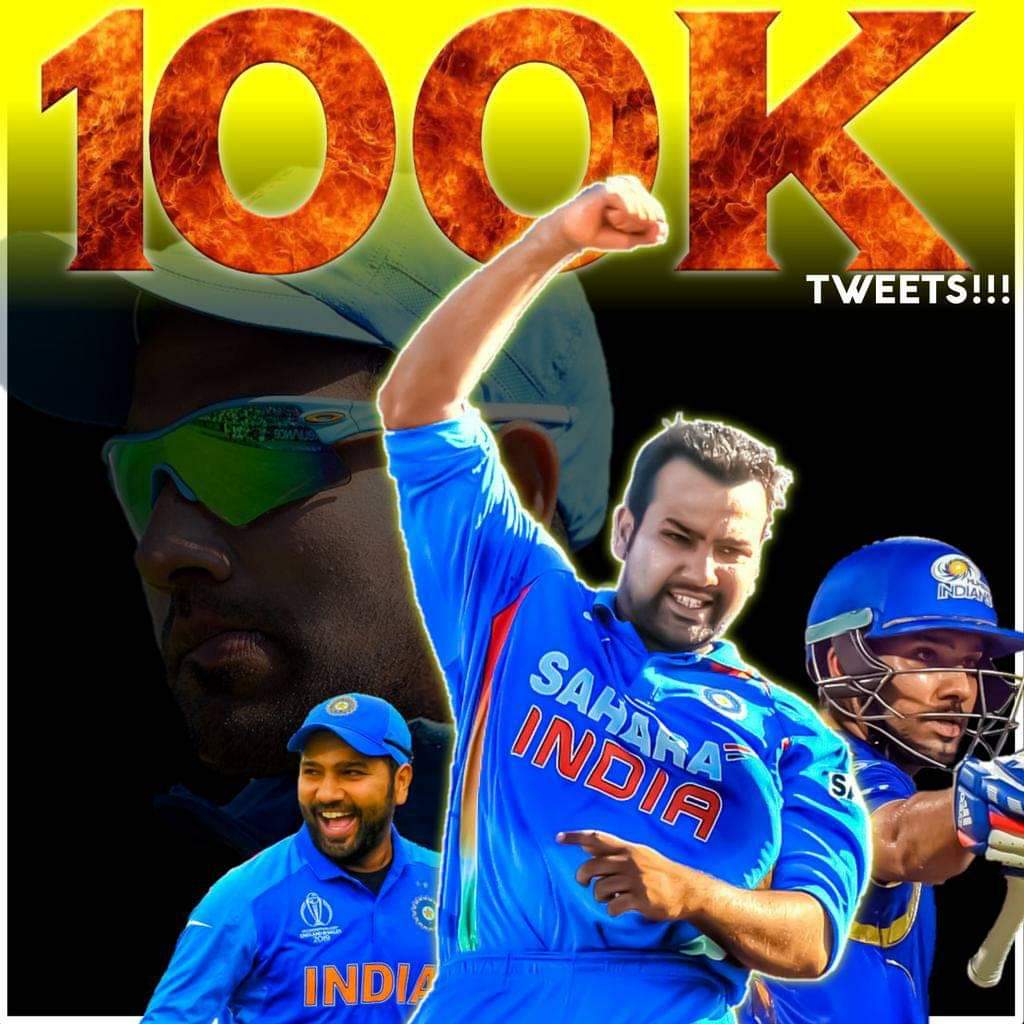 SathishRo9's tweet photo. 100K Tweets Kodi parakudha 😎💪
#Rohitians on Fire 🔥🔥 @ImRo45 #12YearsOfHitmanInT20I https://t.co/yGYpAMBmqT