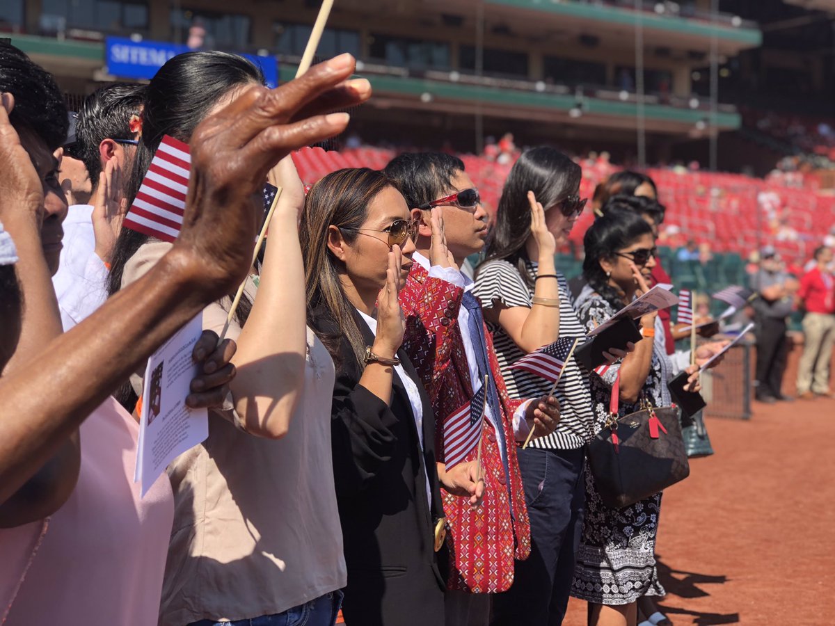 20 new Americans took the Oath of Allegiance today at Busch Stadium, home of the St. Louis <a href="/Cardinals/">St. Louis Cardinals</a>, in a celebration of Citizenship Day and #ConstitutionWeek. Congrats to all the #newUScitizens!