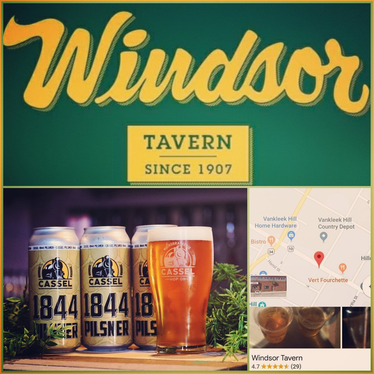 🛤 Nous sommes fières de faire partie de la Windsor Tavern❗🍻
.
🛤 We’re proud to be part of the Windsor Tavern ❗🍻
.
.
.
#CasselBrewery #Cassel #HopOn #1844Pilsner #thewindsortavern #shoplocal #supportlocal #eatlocal #drinklocal #beer #craftbeer #bière #bièreartisanale