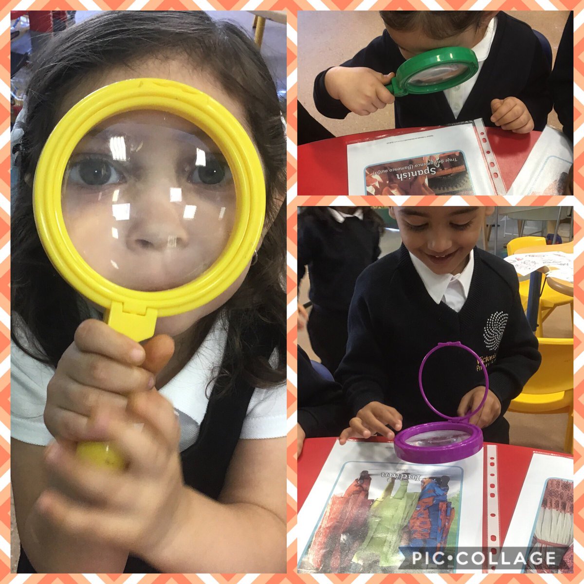 TraceyHerbert2's tweet photo. Can you guess which learning tool we have been using today in Nursery to look at different clothes from different cultures? Watch this space as we will be uisng what we “noticed” to be fashion designers tomorrow @VicAcademies @Kaur1Manjit #learningpowertools #nurseryrocks https://t.co/6jvwXfMAX1
