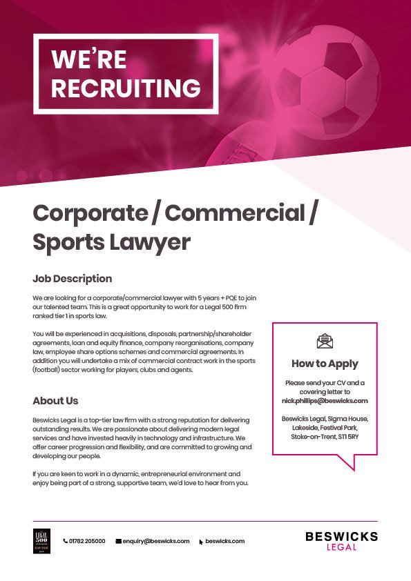 Come and join our talented team. We have a great opportunity for a corporate/commercial/sports lawyer. #jobs #vacancy #corporatelawyer #commerciallawyer #sportslawyer