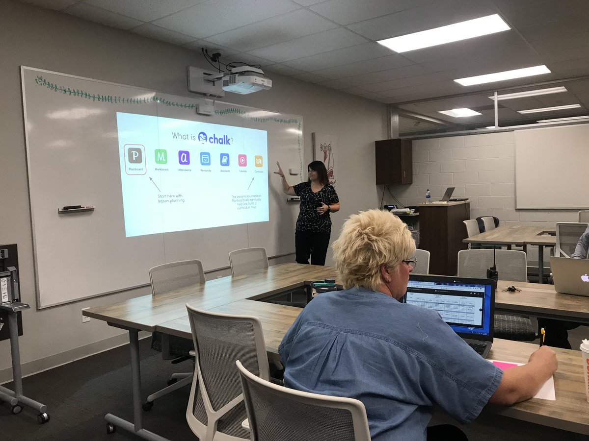 kellycroy's tweet photo. Chelsea Moyer, Port Clinton’s Director of Learning Technologies, @ChelsMoyer leading our second of many professional learning sessions on https://t.co/dWCKaxlXFf, a nice tool @chalkdotcom for lesson planning and curriculum organization. #RFactorEDU https://t.co/rvcyzGCIQt