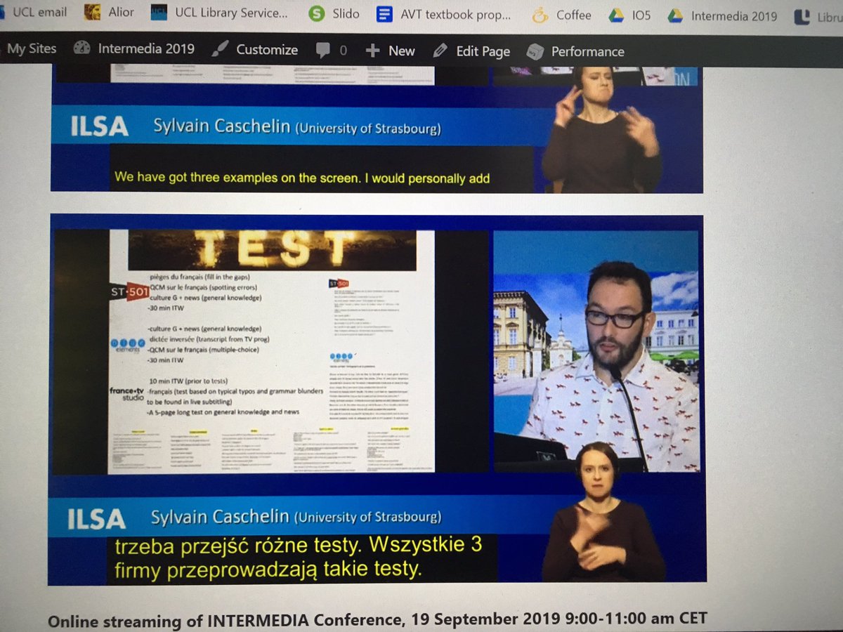 ASzarkowska's tweet image. Sylvain Caschelin talks about live subtitling in France #ILSAproject  #Intermedia2019Warsaw