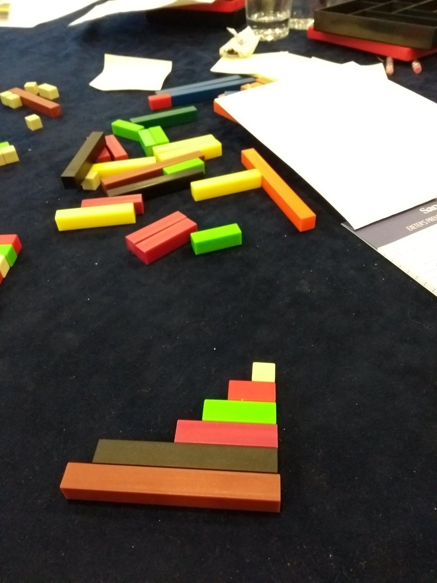 AWebbStAnnes's tweet photo. If pink=1 then what else can you tell me? Excited about using cuisenaire rods to explore number relationships. #SWMaths @JurassicMaths @CODEMathsHub @StAnnesWSM https://t.co/xv0RMFWpdZ