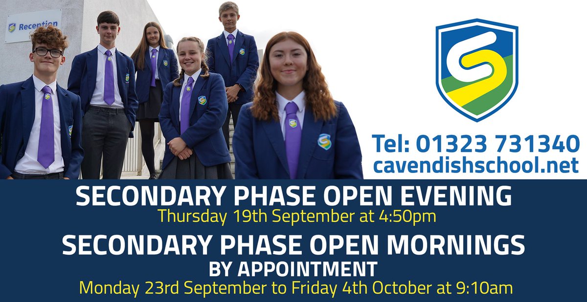 Cavendish School Secondary Open Evening takes place on 19th September from 4.50pm to 8pm.
facebook.com/events/9184256…