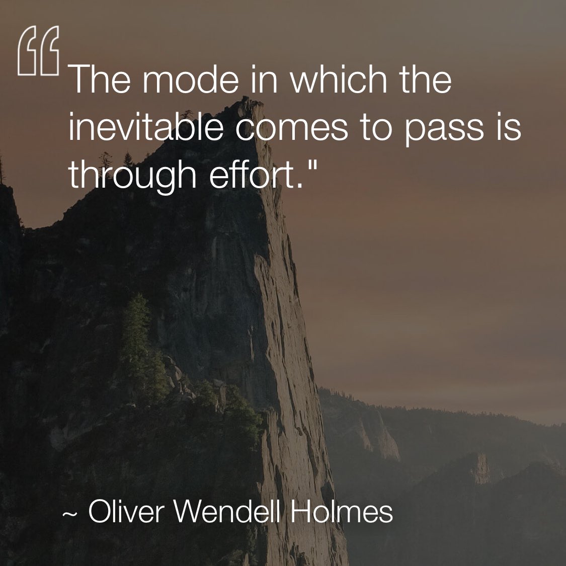 The mode in which the inevitable comes to pass is through effort. —Oliver Wendell Holmes via <a href="/dailyqotdapp/">DAILYQOTDAPP</a> #dailyqotdapp