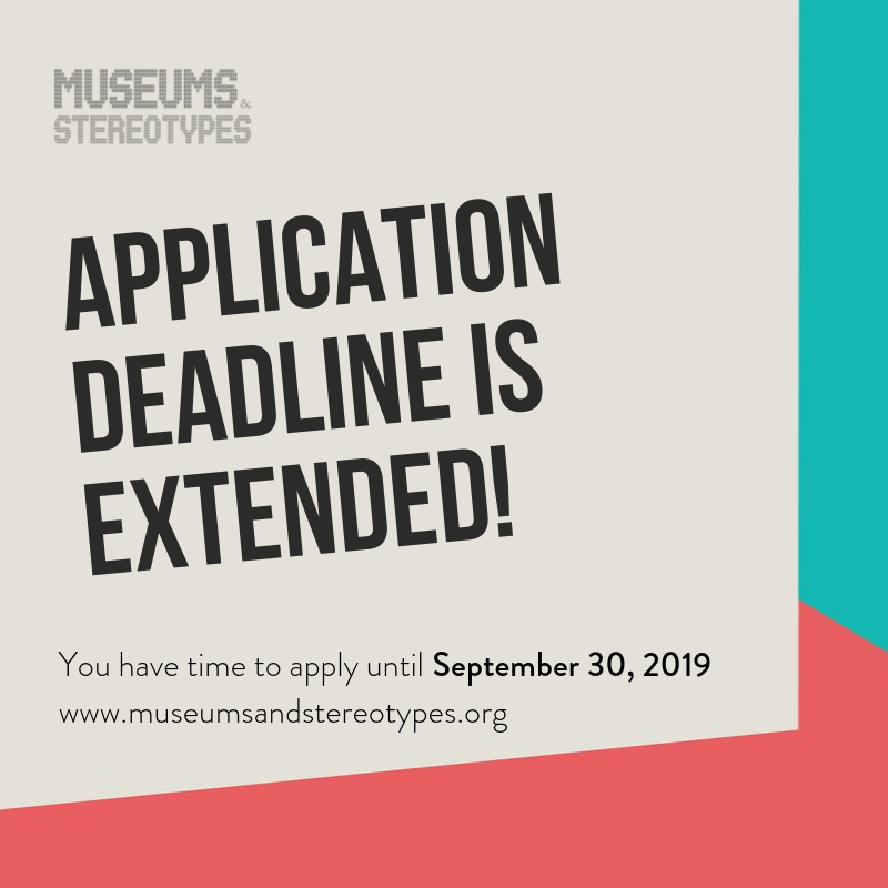 musestereotypes's tweet photo. We are happy to announce that the #application #deadline for #Museums and #Stereotypes #Training #School has been #extended! We have already selected (very interesting) participants from Europe and the US but a few places are still available until September 30, 2019. https://t.co/iie2I5iEQB