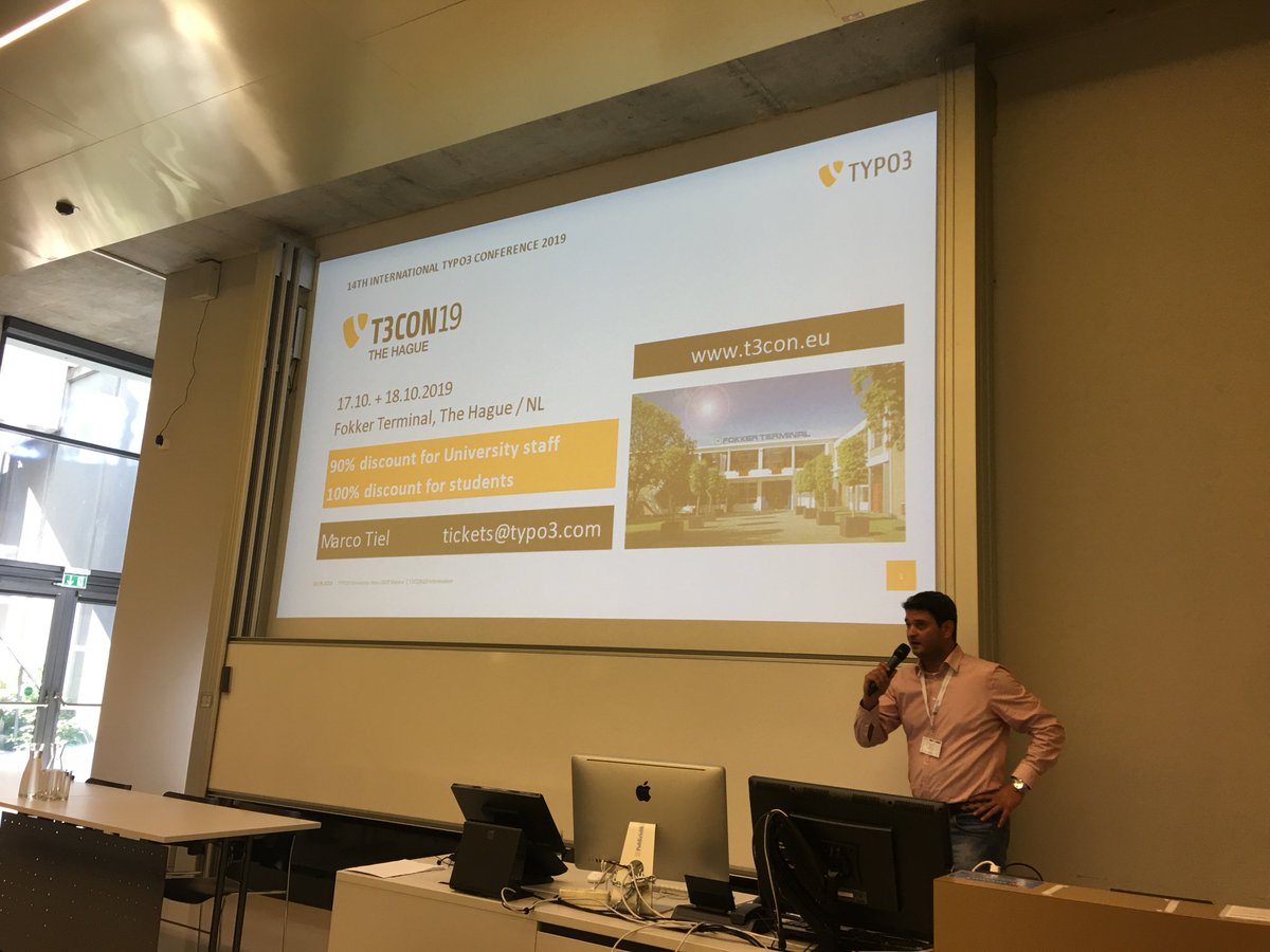 MarcusSchwemer's tweet photo. Vouchers for students and university staff for the @T3CON available. #t3ud  #t3ud19 #TYPO3 https://t.co/N2Ye7nJ1xZ