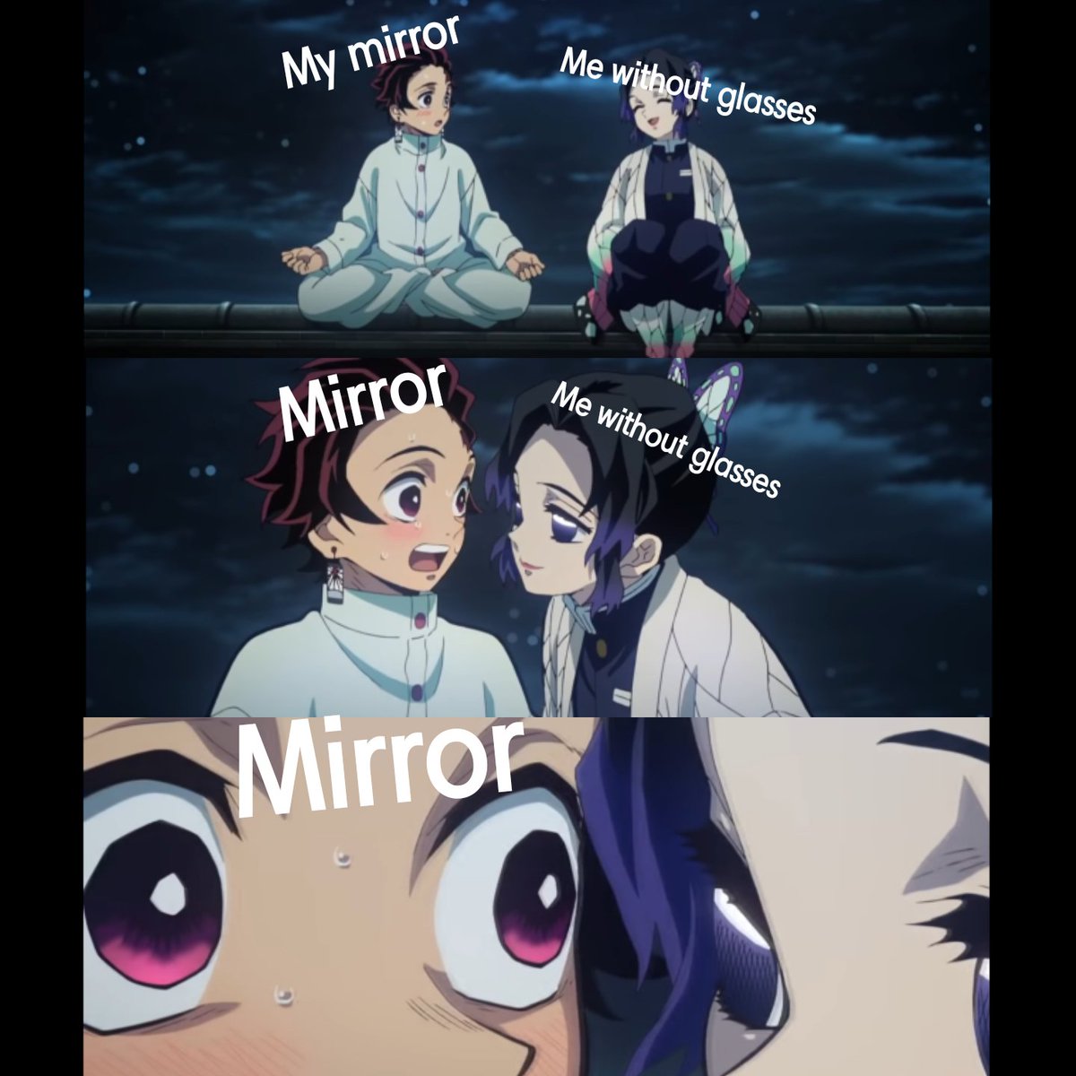 Two cute people staring at each other meme  Anime Memes