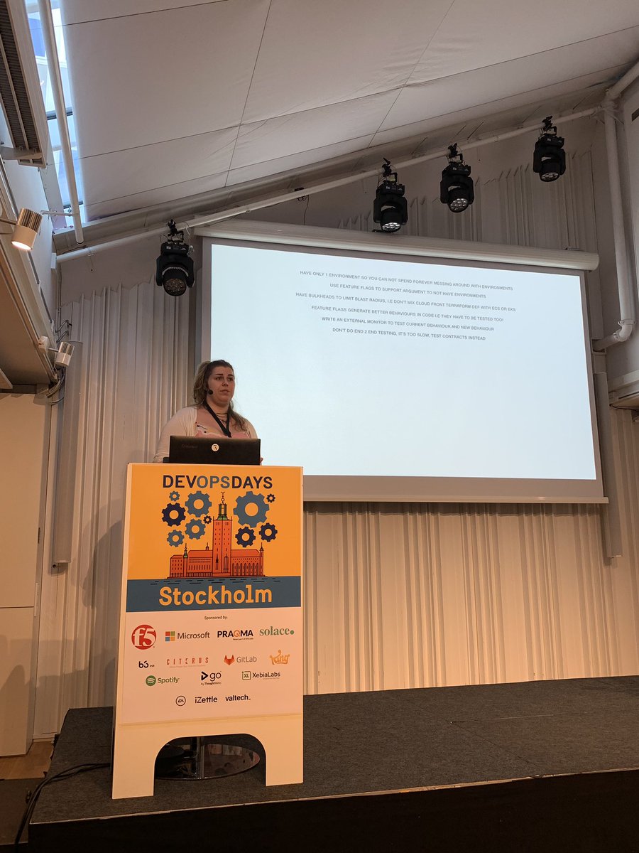 tonycollander's tweet image. Closing 5th talk at #DevOpsDaysSthlm w/ Aubrey Stern aka. @auberryberry w/ “How fast can you DevOps Financial Services?”. An abundance of good stuff already on slide one :)