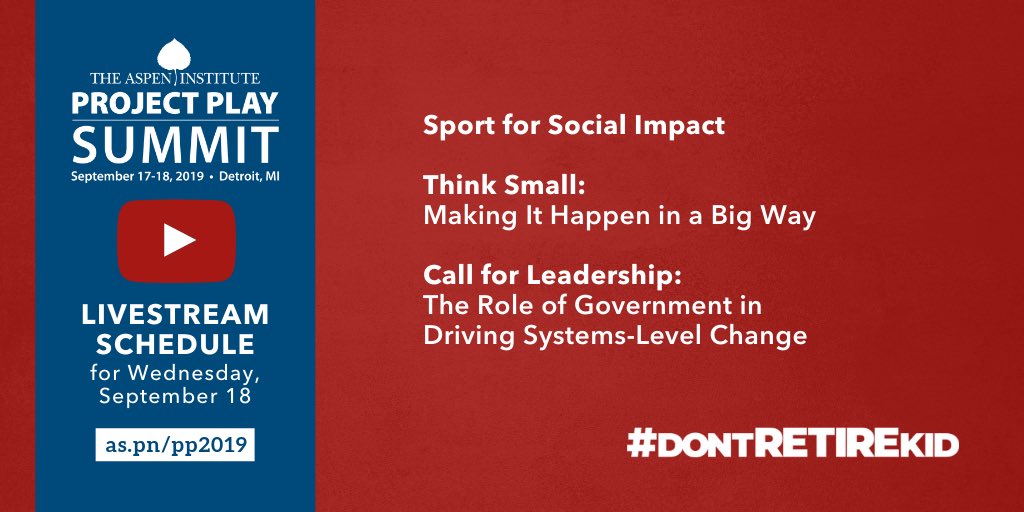 activefuna's tweet photo. How do we use sports to get kids active and build healthy communities? 400+ leaders at the intersection of youth, sport and health will discuss at the 2019 @AspenInstitute Project Play Summit on Sept. 18.

Watch some sessions Live now- https://t.co/z8hdxllMKq

#DontRetireKid https://t.co/gVTUhRMbX0