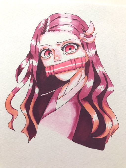 🦷えラー🧠さんがTwitterに投稿した竈門禰豆子(鬼滅の刃)のイラスト。