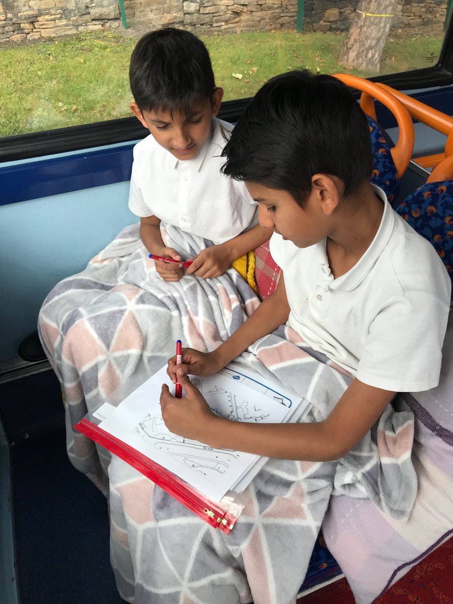 BoothroydAcad's tweet photo. Today year 6 utilised the fantastic views from the top of the well-being bus to annotate and label maps of the academy #creativelearningspace https://t.co/XYnrdb5kjV