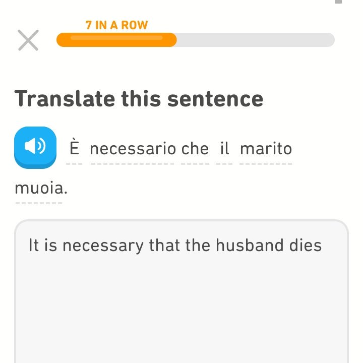 The_Sheehan's tweet photo. Good Lord @duolingo. Kinda taking a dark turn there with my Italian lesson https://t.co/NCwkl7A9FO