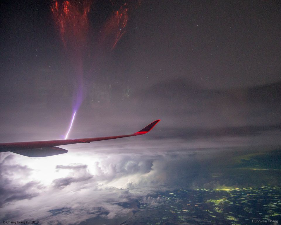 SETIInstitute's tweet photo. .@apod 2019 September 18 - While flying from Munich to Singapore earlier this month, an industrious passenger took images of a passing lightning storm and caught something unexpected: gigantic #jetlightning. Credit: Hung-Hsi Chang https://t.co/Jqd9iXQrtl https://t.co/0Q2TFQkjHd