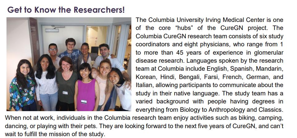 CureGn's tweet photo. Get to know your CureGN researchers! @ColumbiaKidney https://t.co/CInryCWXEI