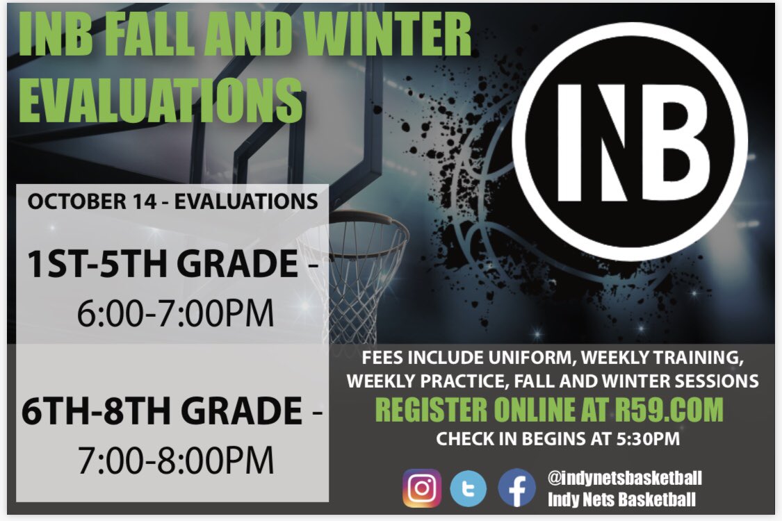 IndyNetsbball's tweet photo. All 1st-8th graders looking to play this coming Fall and Winter please rsvp with the link above!!! 10/14 is the date!! We making moves!!! #indynets #indynetsbball #indynetsbasketball #wemakingmoves https://t.co/RuE7uXV9FE