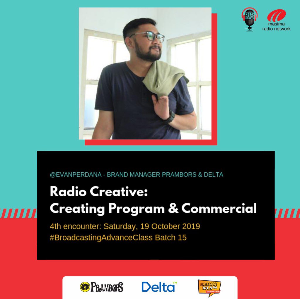 Prambors's tweet photo. #BroadcastingAdvanceClass kali ini berkolaborasi dengan MASIMA RADIO NETWORK!

Daftarin diri lo buat ikut #broadcastingAdvanceClass batch 15, seatnya terbatas!

BAC kali ini ada mentor-mentor seru dari Prambors, Bahana FM dan Delta FM loh!

Registrasi di https://t.co/q4PFRtcgXR https://t.co/e1eoeGd9Ud