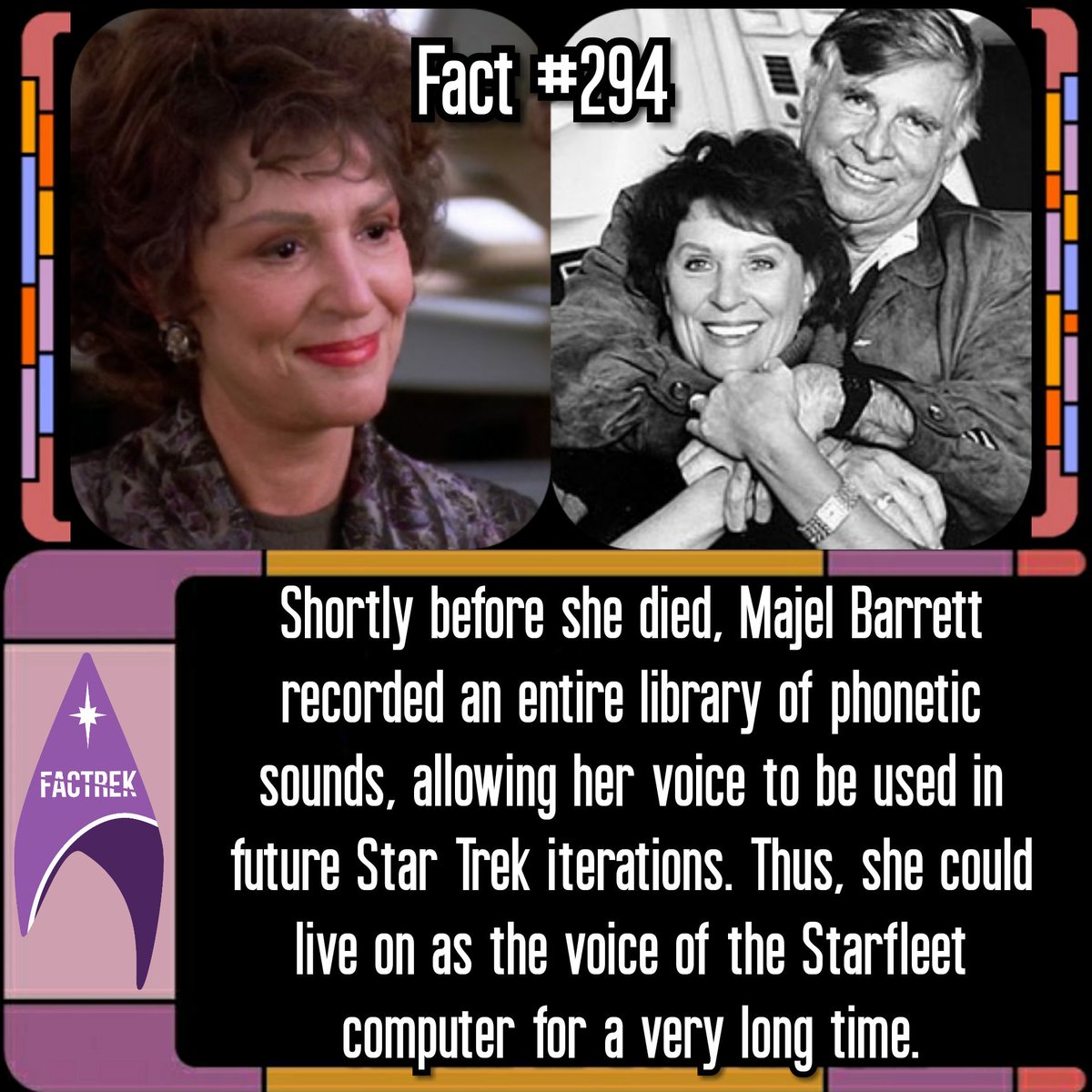 startrek_facts's tweet photo. I hope they use her voice in Star Trek: Picard. #startrek #startrekfacts #factrek #majelbarrett #StarTrekPicard https://t.co/6YGS7EOHrI