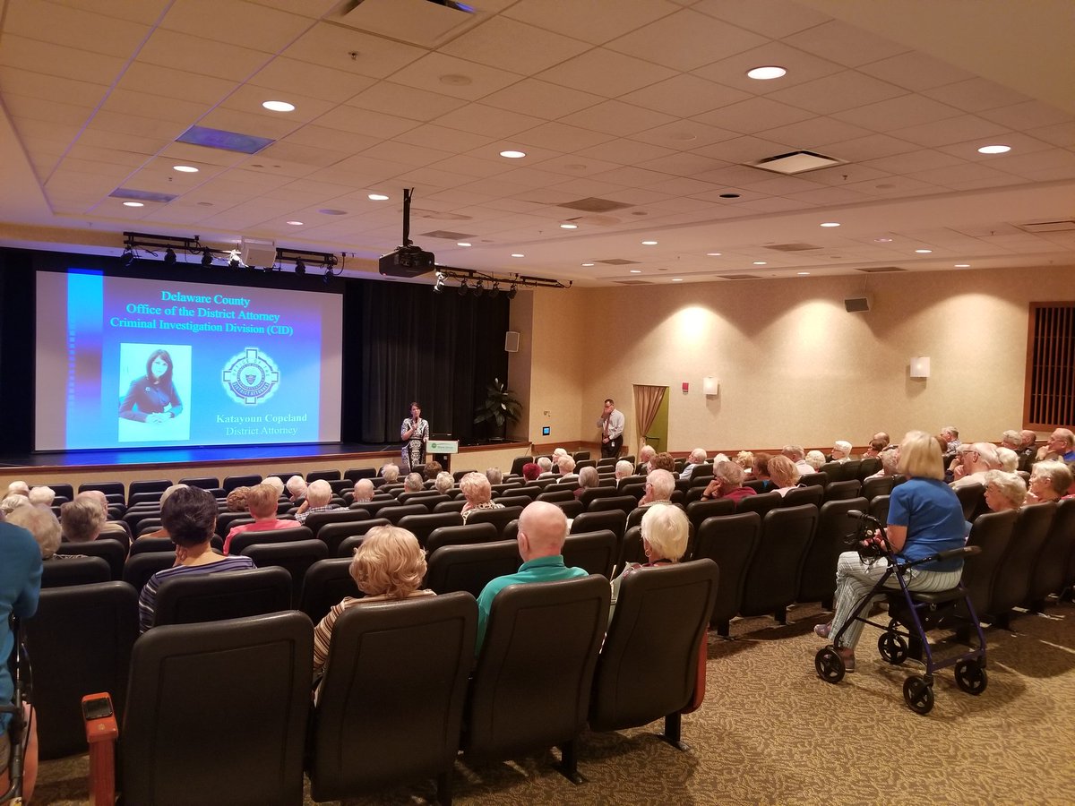 Great morning educating residents at Maris Grove <a href="/ericksonliving/">Erickson Senior Living</a> on fraud, scams, and how to protect yourself.  #delcoda #IDtheftprevention #seniorexploitationunit