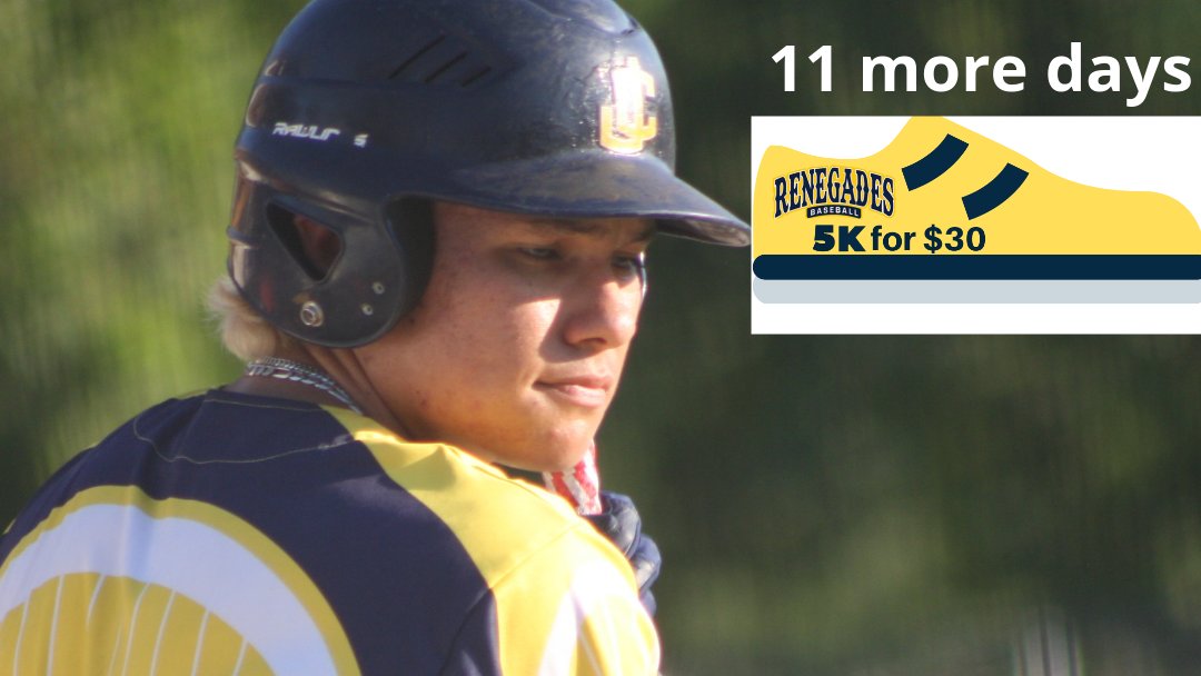 JC_Renegades's tweet photo. Did you know that 2019 Renegade Lincoln Orellana led the team in both RBIs (33) and home runs (5)? Now, you can lead the way with signing up for Renegades 5K on Sept 28. There are 11 more days to sign up for the Renegades 5K. Sign up here: https://t.co/oZLIMCWCaW #playercountdown https://t.co/3YAqlf89zj