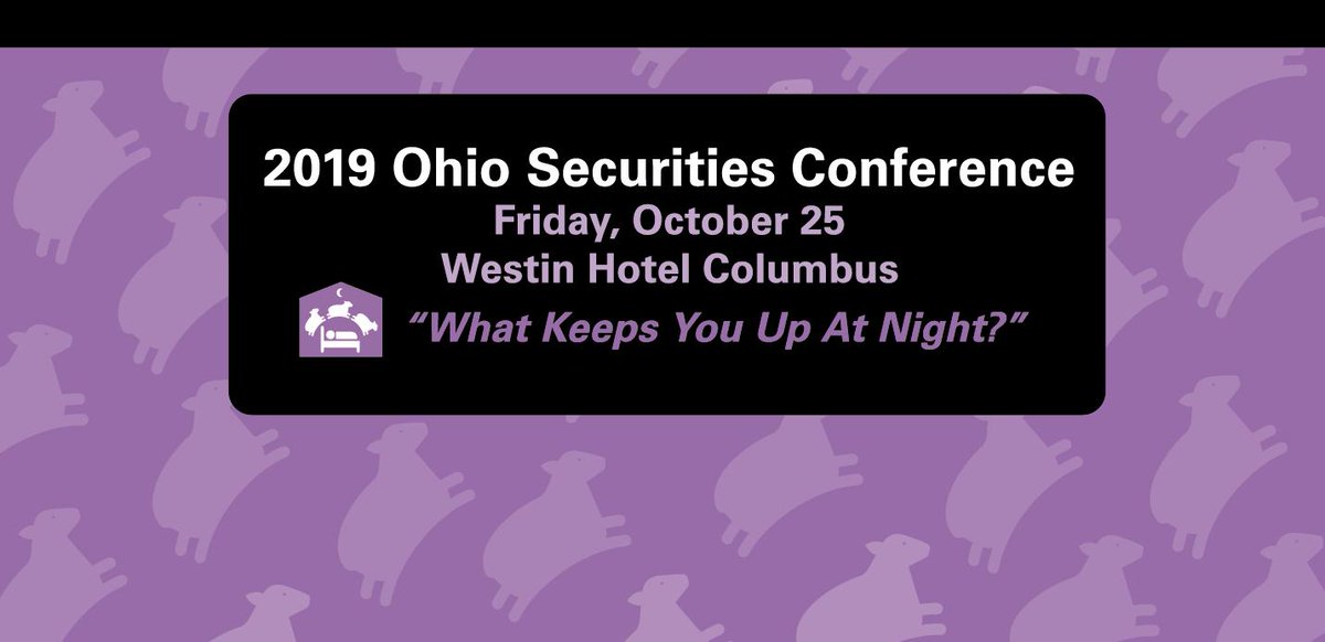 OHSecuritiesDiv's tweet photo. Registration is open for our annual #OhioSecuritiesConference Oct. 25 in Columbus. Visit our website for all the details, the agenda of topics and speakers, hotel info and to register either online or by mail. Seating is limited, register today! https://t.co/Db7SHten67 https://t.co/8pW5mNdpoG