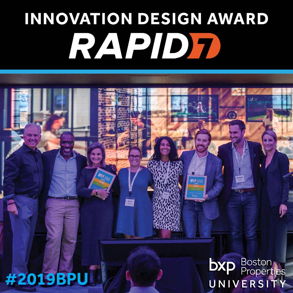 Congratulations ⁦@rapid7⁩ Winner  of #innovationdesign #award ⁦@bxpboston⁩ #university ⁦@TheHubBos⁩ Incredible #spaceandplace ⁦@T3Advisors⁩ ⁦@IA_architects⁩