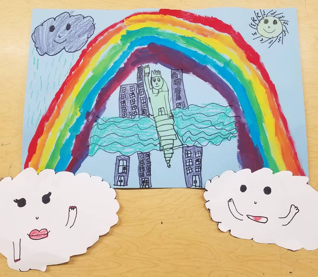 SenecaElemArt's tweet photo. 2nd grade rainbow cities! They mixed their own rainbow colors. They added so much personality to their clouds and cities. We read the story "How the Crayons Saved the Rainbow" which helped create a lesson combining literacy, color mixing and creativity! 🌈 @SenecaElem https://t.co/UfI01jW5rJ