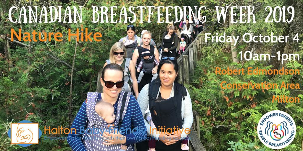 Calling all mothers and families, Canadian Breastfeeding Week is approaching on October, 4th Here is a free event that is being held at the Robert Edmonson Conservation Area in Milton The event starts is from 10am-1pm The goal is to empower families to reach breastfeeding success