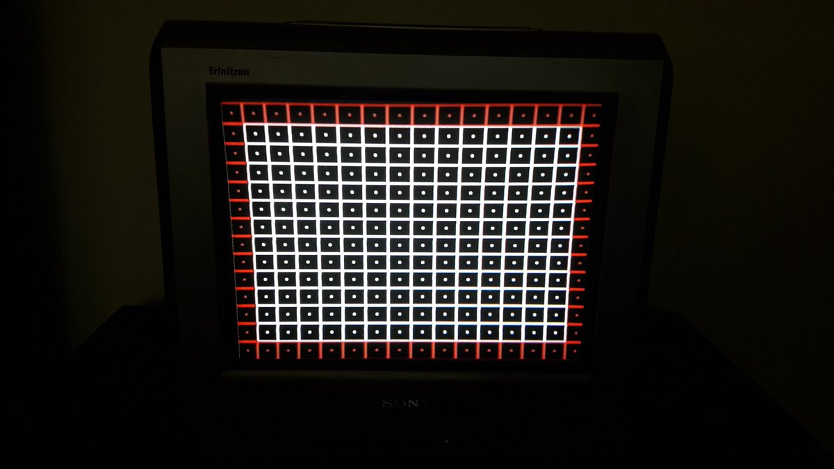 Ahh the wonderful world of CRT distortions. I noticed that the tv image was slanted. turns out its because the tv was facing north (Earths magnetic pull was screwing with it). I tried tweaking around in the service settings (yes I was careful) but there was no way to fix the tilt