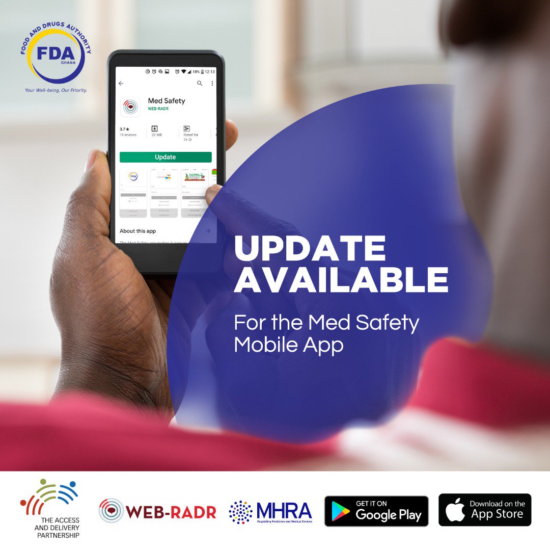 FDAGhana on Twitter: "If you have already downloaded the #MedSafety app for  reporting adverse reactions on medicines to the FDA, please note that the  current version of the app will no longer