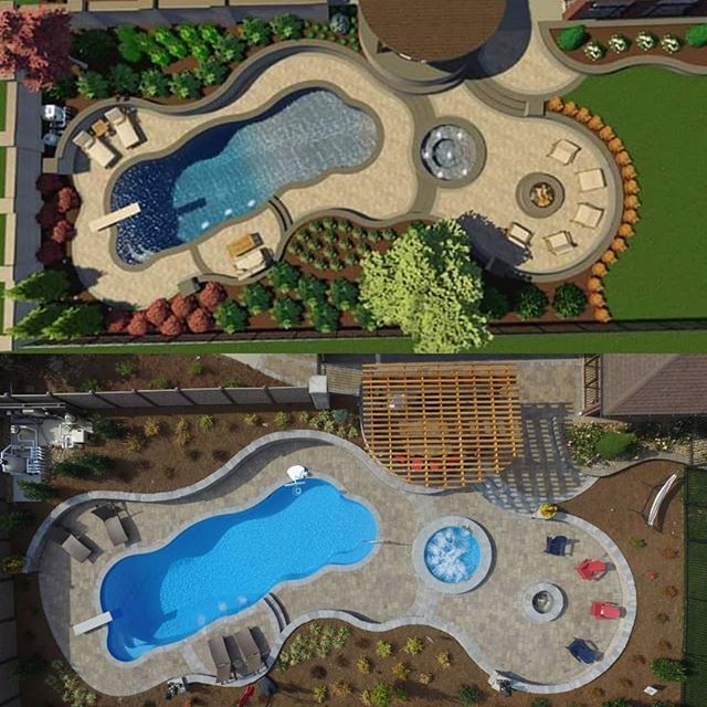 From concept to completion!

Top - The @carexdesigngroup
Design

Bottom - completed project 
#nails_creek #sanjuanfiberglasspools #fiberglasspools #belgard #swimmingpool #outdoorliving #creeksidewall #bulloutdoorproducts #grill #outdoorkitchen
#spa #perg… ift.tt/30arc7e