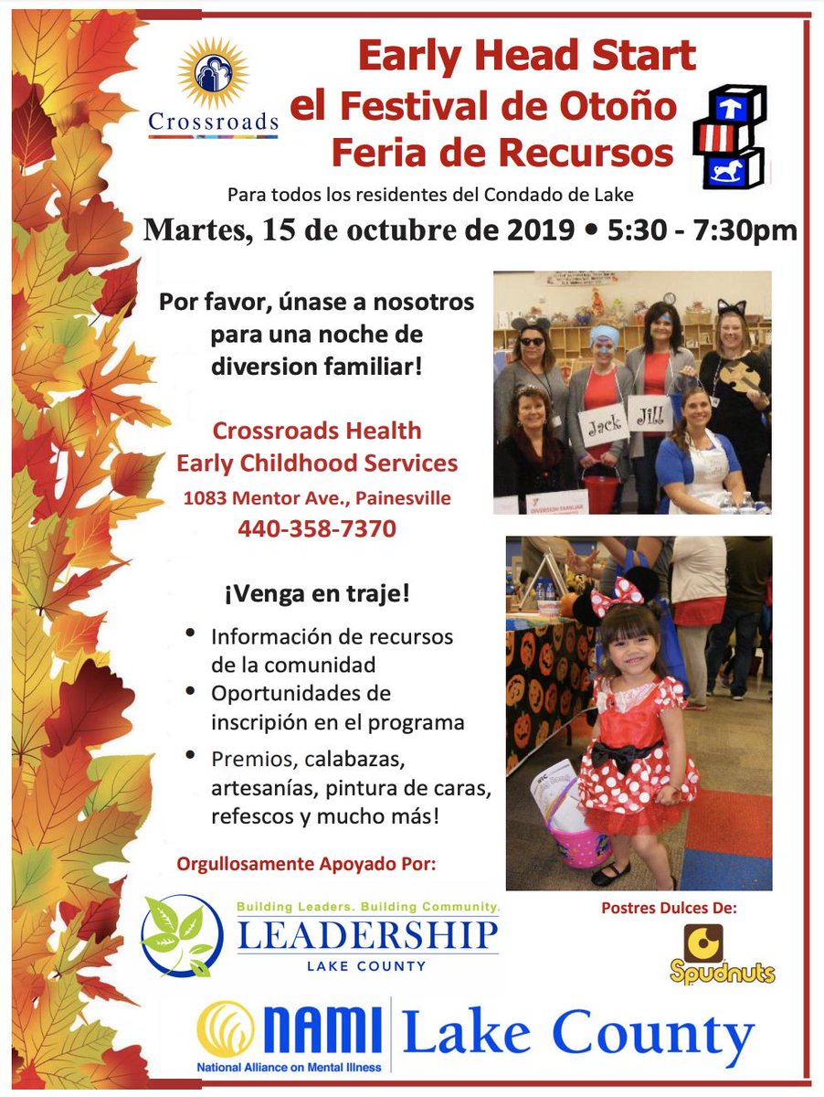 Crossroads_Ohio's tweet photo. The Early Head Start #FallFestival & Resource Fair is on October 15th. Do you have your costume ready?
All #LakeCounty residents are invited and we can't wait to see you there. It's always a great time!
#LakeCountyEvents https://t.co/DxCsqVvGjd