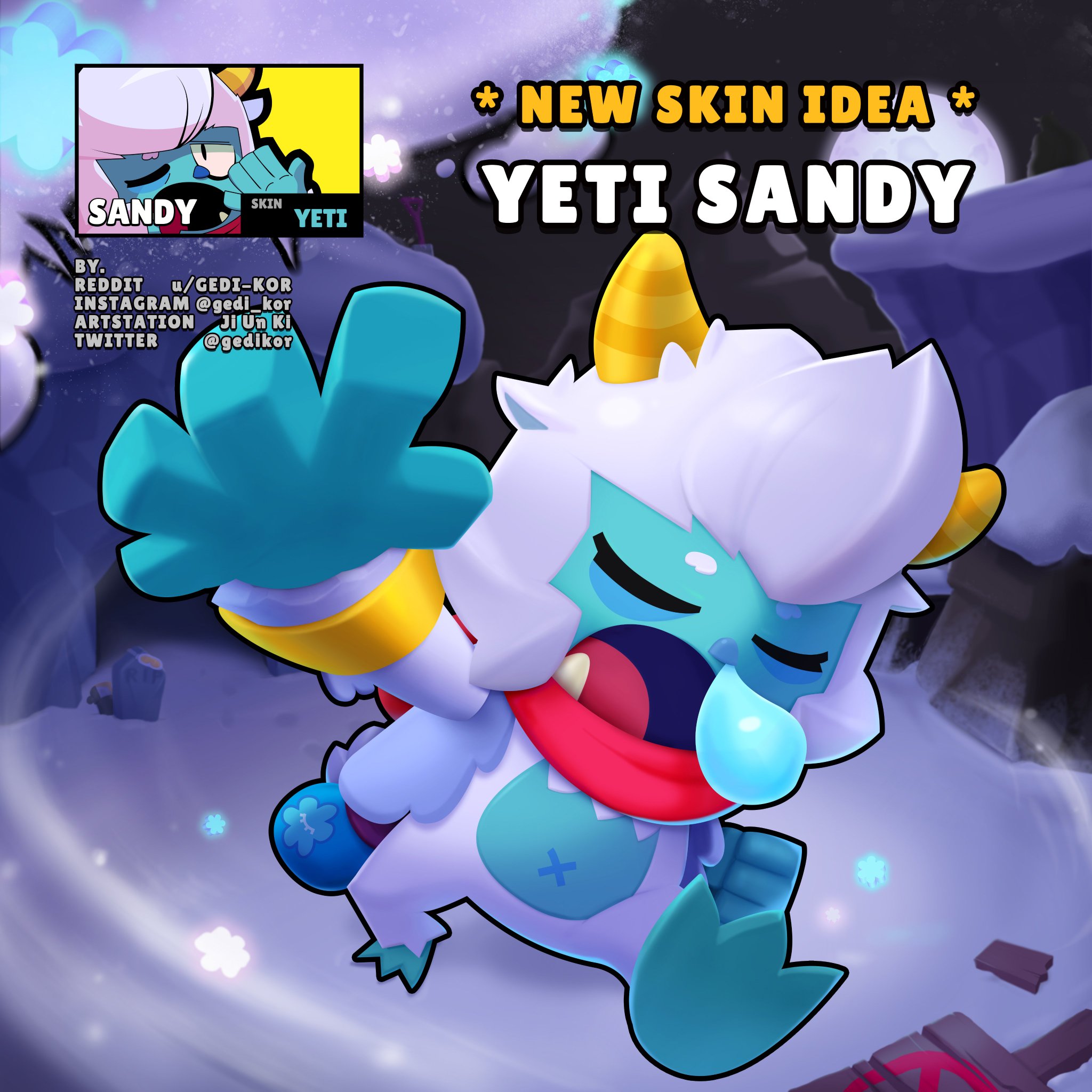 Gedi On Twitter Skin Idea Yeti Sandy Brawlstars Supercell Gameart Skindesign