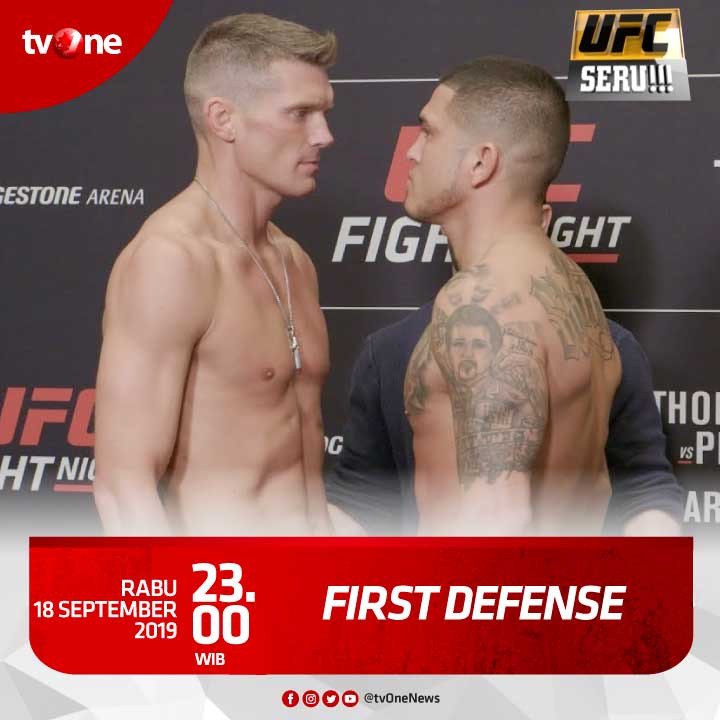 tvOneNews's tweet photo. Saksikan pertandingan menarik para fighter UFC di program UFC Seru!!!: First Defense.
Rabu, 19 September 2019 jam 23.00 hanya di tvOne &amp; streaming tvOne connect, android https://t.co/sGTo9lOlYx &amp; ios https://t.co/AGi6kDO9qK
#UFCSeru #FirstDefense https://t.co/LI7KTyorOT