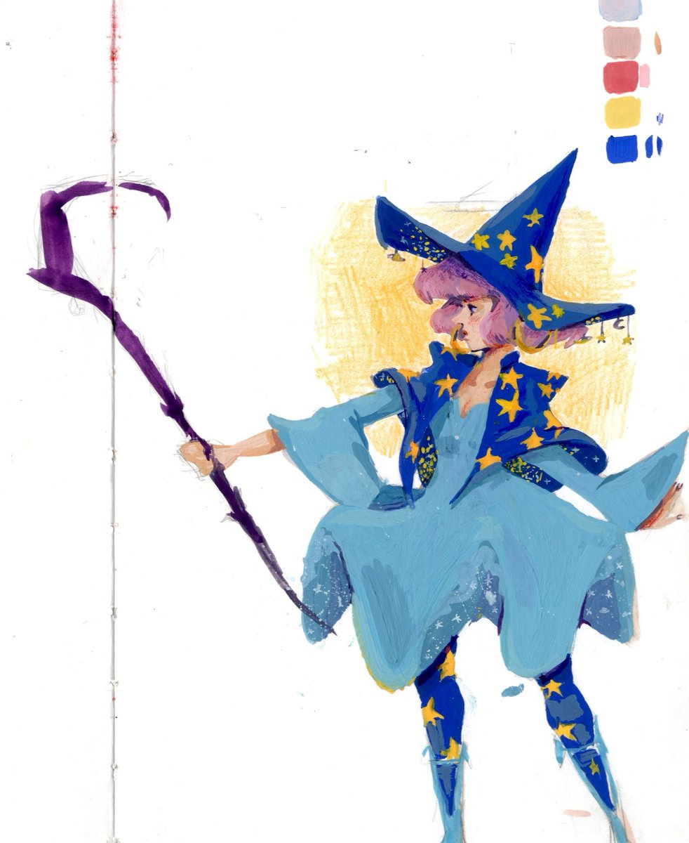 another design for my witch oc  #gouache  #gouacheart
