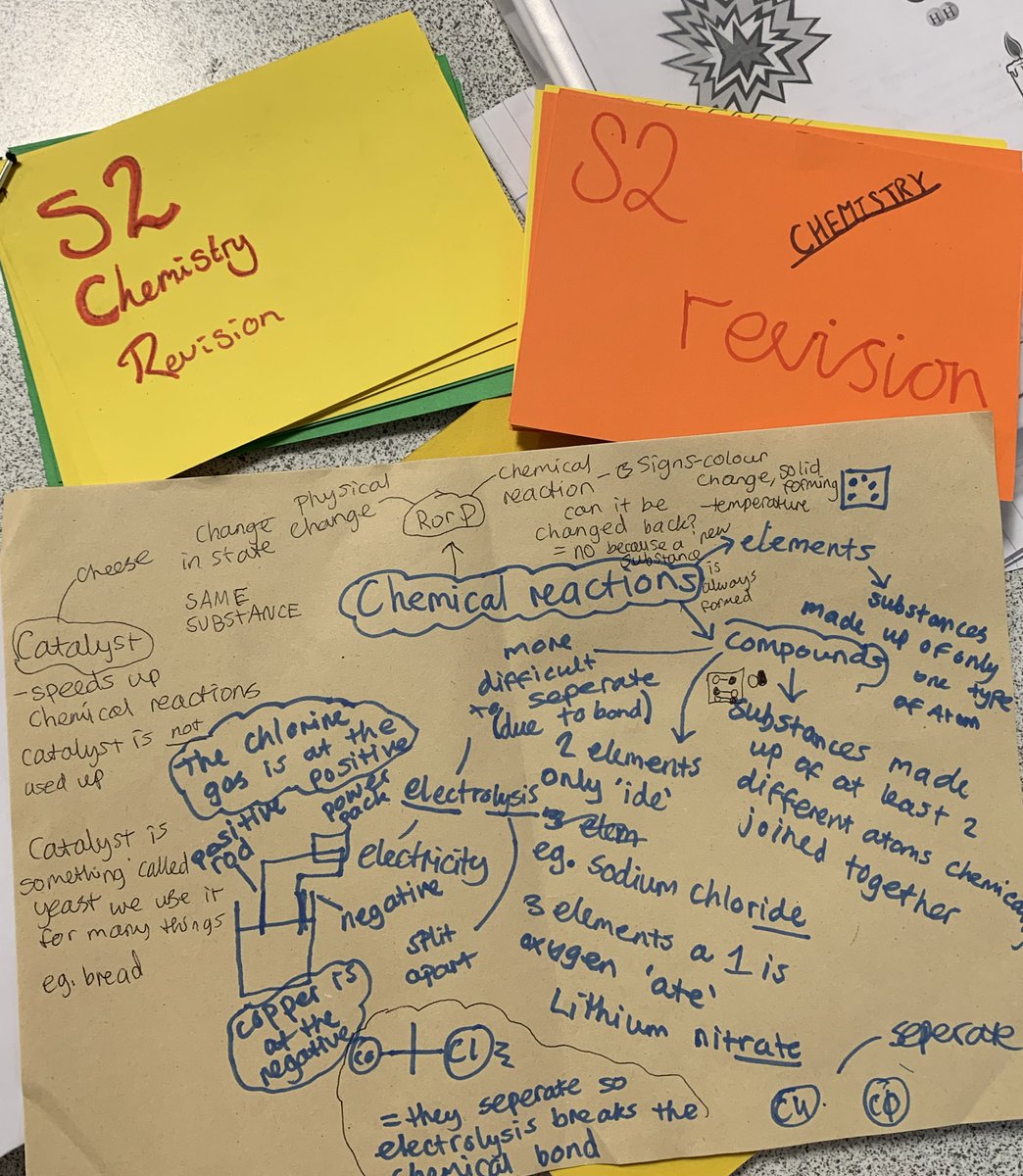 MissMcMurdo's tweet image. Really impressed with 2P7 today and how well they worked revising for their S2 Chemistry test tomorrow. Hexagons, mind maps, flash cards! #sciencestars #chemistryrevision