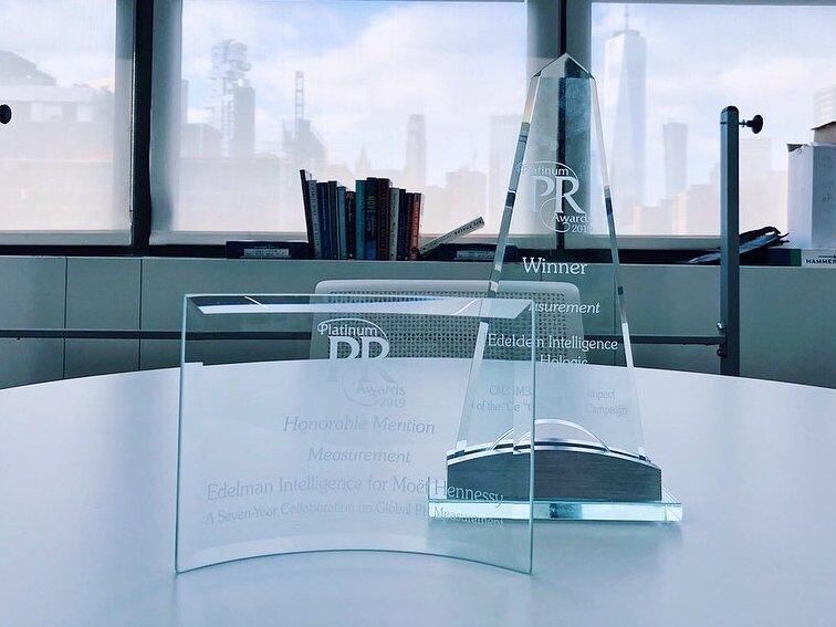 A  big congratulations to our <a href="/Hologic/">Hologic</a> and <a href="/MoetHennessy/">Moët Hennessy</a> teams for taking home gold and honorable mention in the Campaign Measurement category at the <a href="/PRNews/">PRNEWS</a> #PlatinumPRAwards last night. #EdelmanProud