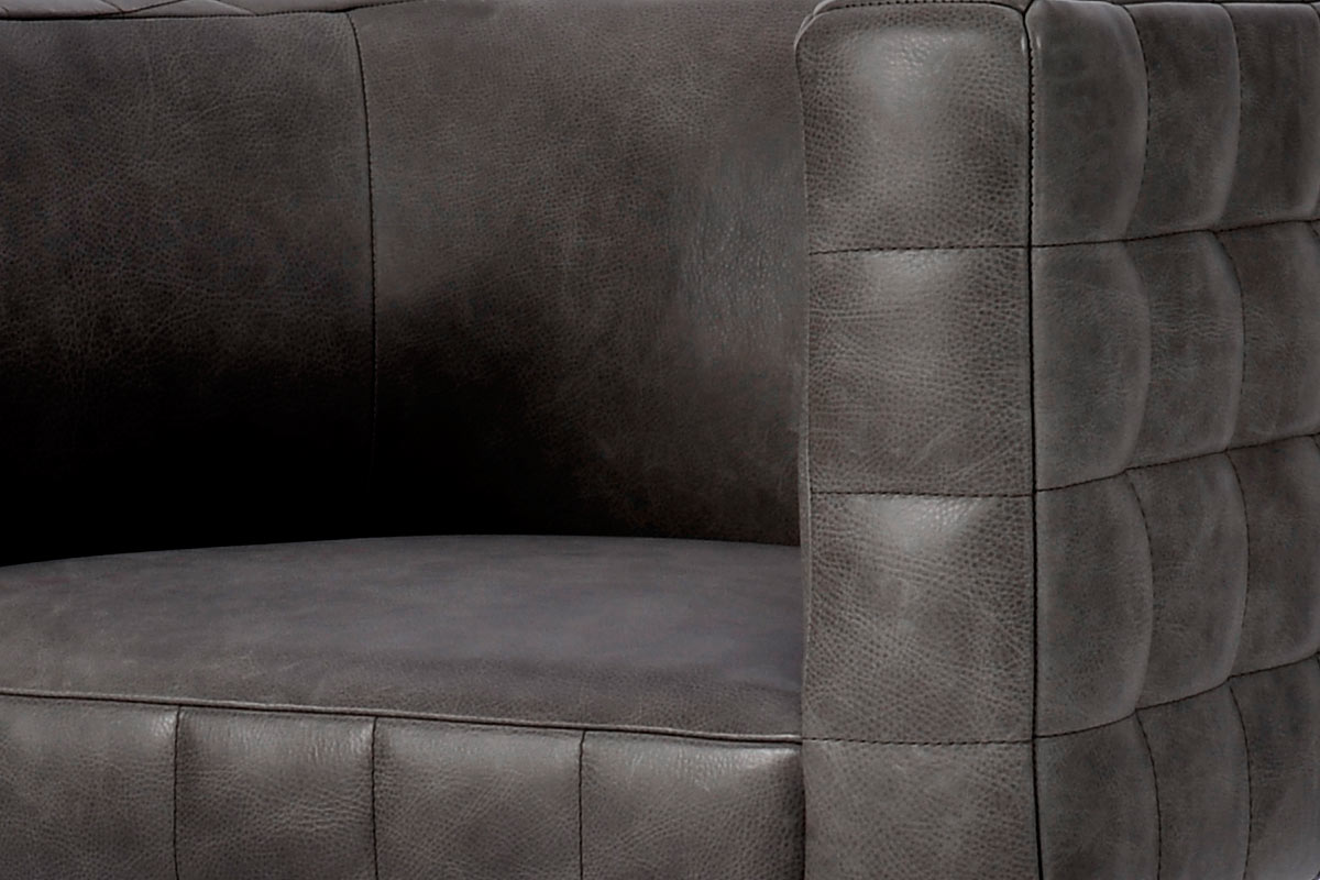 Decca_intl's tweet image. Beautiful detail of the Cummings Tuft Cube Chair (JD-10005) in black leather . #DeccaHome #cosmopolitan