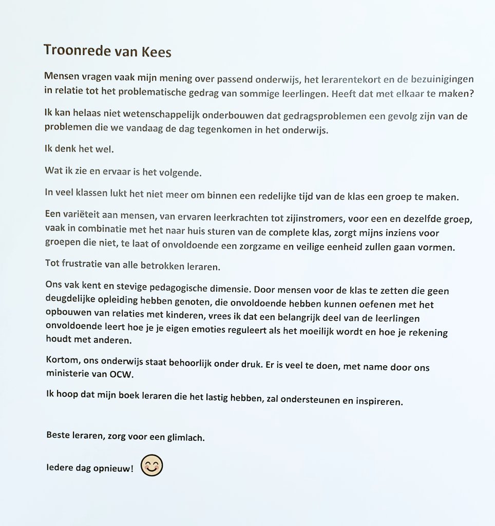 KvOverveld's tweet photo. Op verzoek: 
de 'troonrede van Kees'.
Picacongres 2019.
#onderwijscongres https://t.co/KsWgdxijVD
