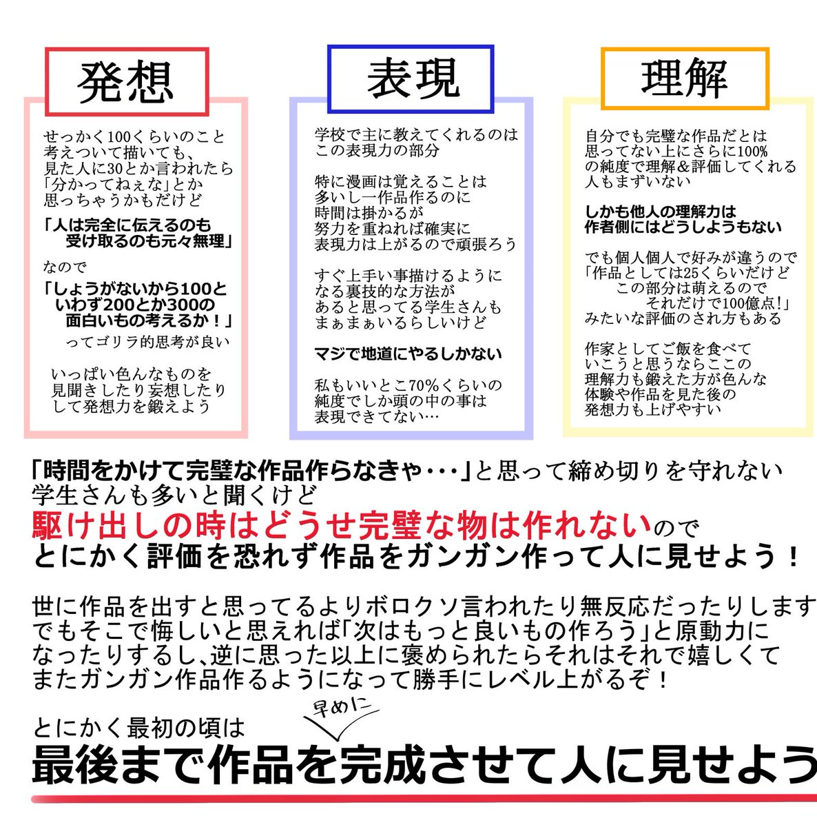 こないだ母校の漫画家志望な学生さんに講話で言った事の一部まとめ 