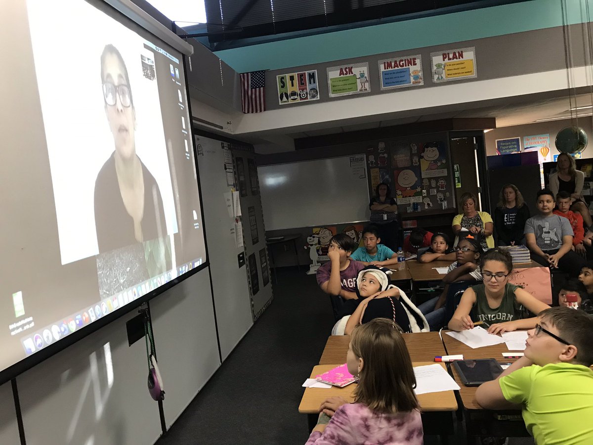 QuickSMSD's tweet photo. So grateful to @CeliaCPerez for giving back her time and allowing our 6th grade class to interview a real published author - of a great book in identity and growing up! You rock!! The kids loved it. Thank you so much! #FirstRuleOfPunk @theSMSD @RStar512 https://t.co/cRdwf8gc6H