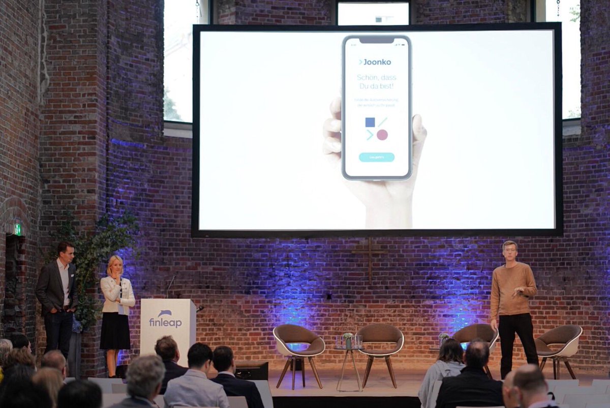 finleap's tweet photo. Eric Lange, Co-Founder, CTO & CPO is now presenting our brand new digital financial portal @Joonko_io - a product that even talks to you! More to come soon! #fintechsummit19 https://t.co/jVPXdSi1lA