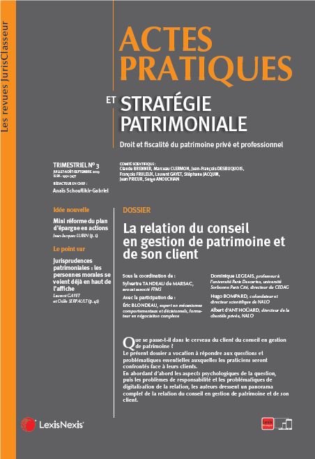 A lire !!! Le prochain numéro de la revue <a href="/ActesPrat_SP/">Stratégie Patrimoine</a> consacré à "La relation du conseil en gestion de patrimoine et de son #client". Avec Sylvestre Tandeau de Marsac, <a href="/EricBlondeau/">Eric Blondeau</a> Dominique Legeais, Hugo Bompard et Albert d'Anthoüard de chez <a href="/Nalo_fr/">Nalo</a> 
#CGP #patrimoine