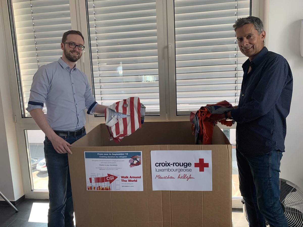 CGI_LUX's tweet photo. Tous les collaborateurs de CGI au Luxembourg se sont mobilisés à nouveau cette année pour une #donation de vêtements pour la @CroixRougeLu. 👕👖 Une réelle fierté qui incarne nos #valeurs ! #Solidarité https://t.co/OB4LjnN5PB